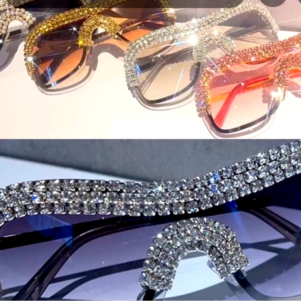 Unisex extra large rhinestone sun or none glasses